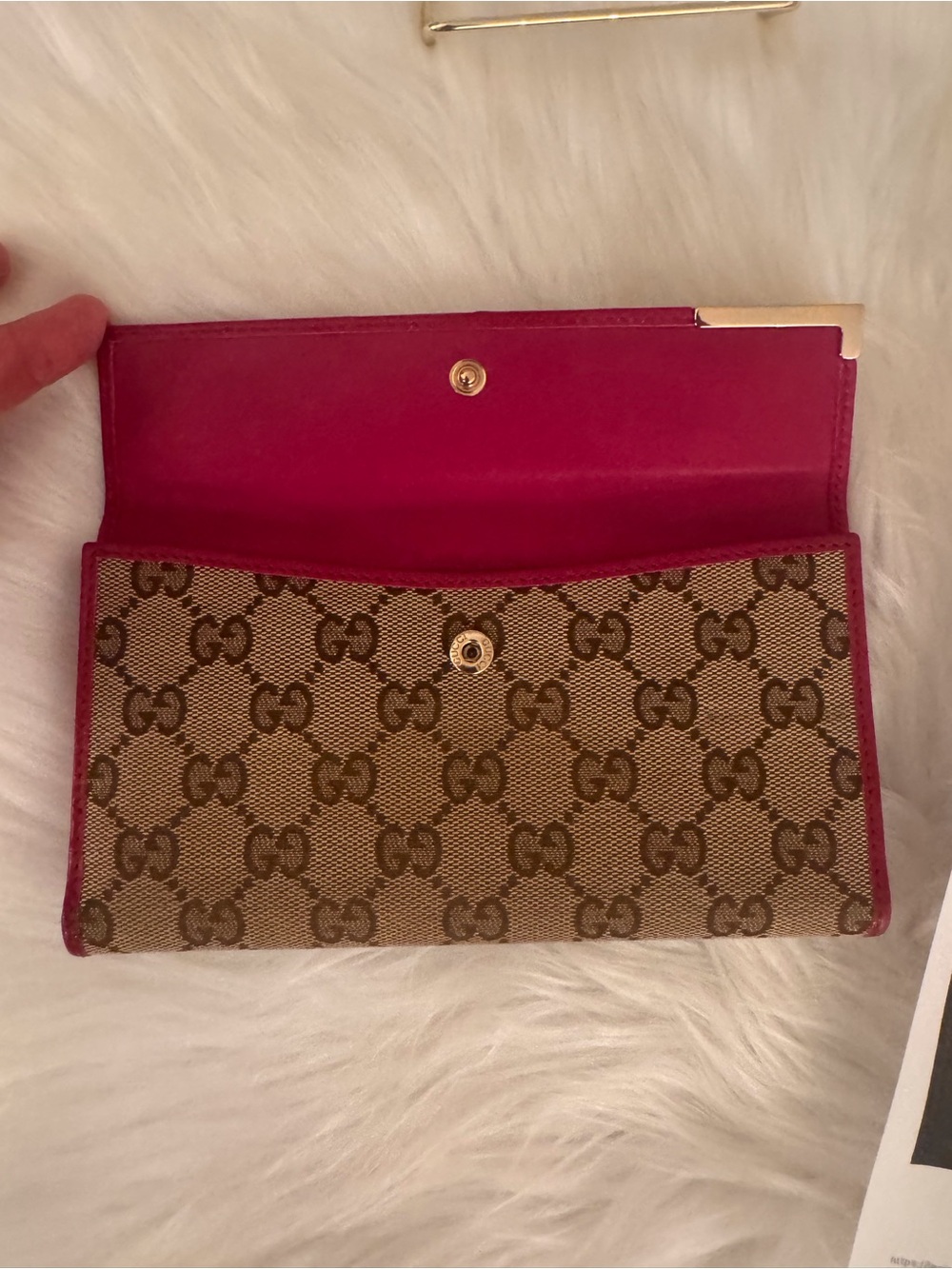 Gucci Long Wallet Brown Canvas with Pink Leather - Picture 4 of 14